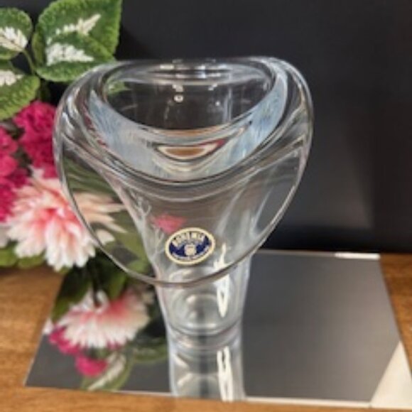 Bohemia Crystal Vase Original Sticker Etched Horse Tree Design Asymmetrical‎ - Picture 6 of 7